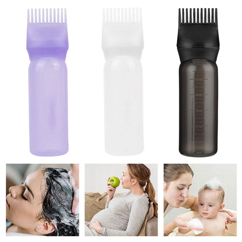Hair Oil Applicator Bottle, Root Comb Applicator Bottle With Graduated Scale, Hair Oil Applicator For Scalp, Hair dye brushRoot Comb Squeeze Applicator Bottles, for Hair Coloring Dyeing (White) - Image 2
